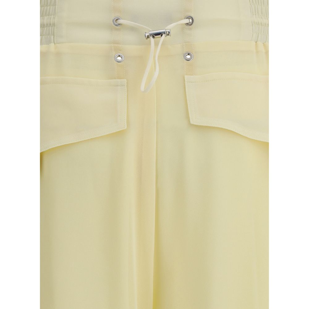 Yellow Polyester Cargo Pants