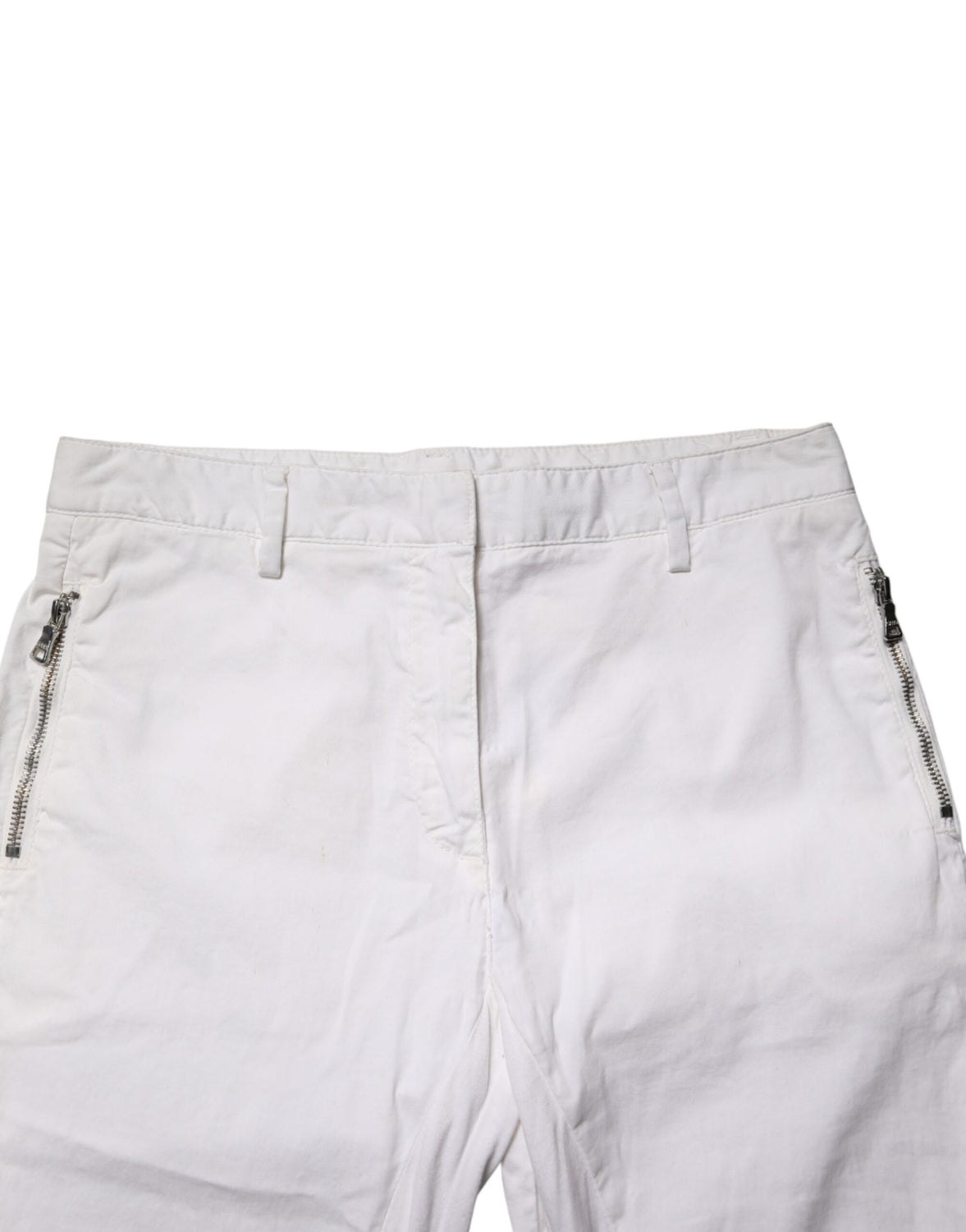 White Mid Waist Skinny Chino Cotton Trouser Pants