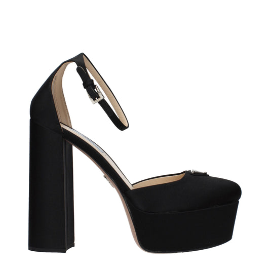Black Satin Platform Pumps