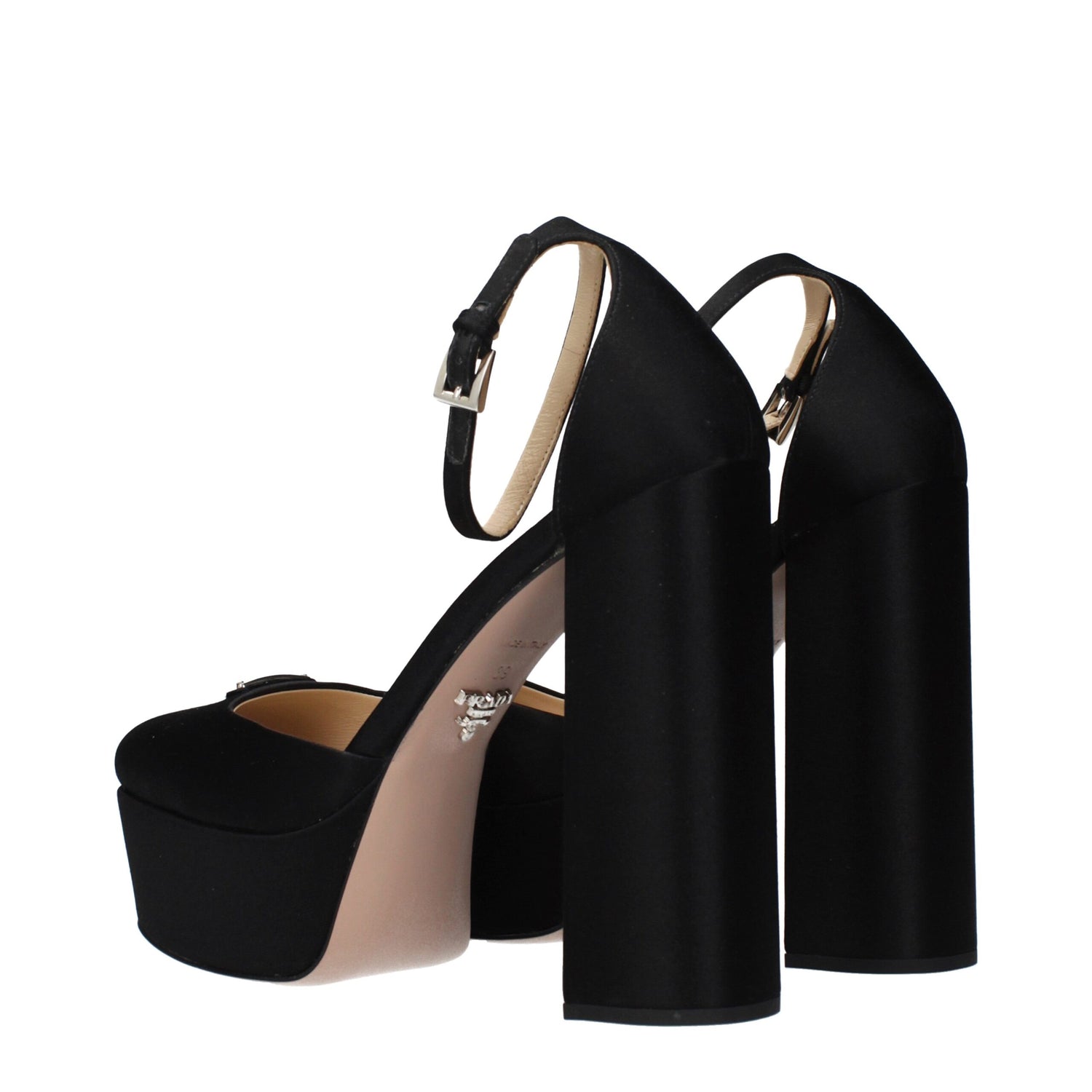 Black Satin Platform Pumps