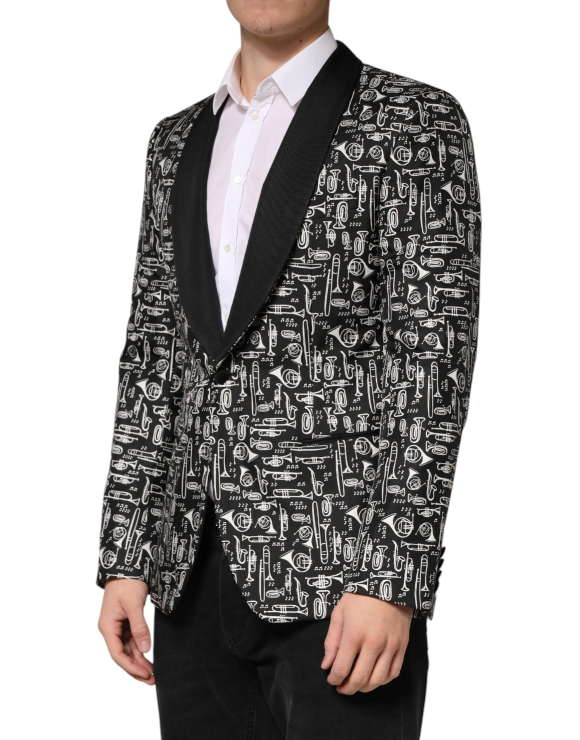 Black Jazz Club Silk Single Breasted Blazer