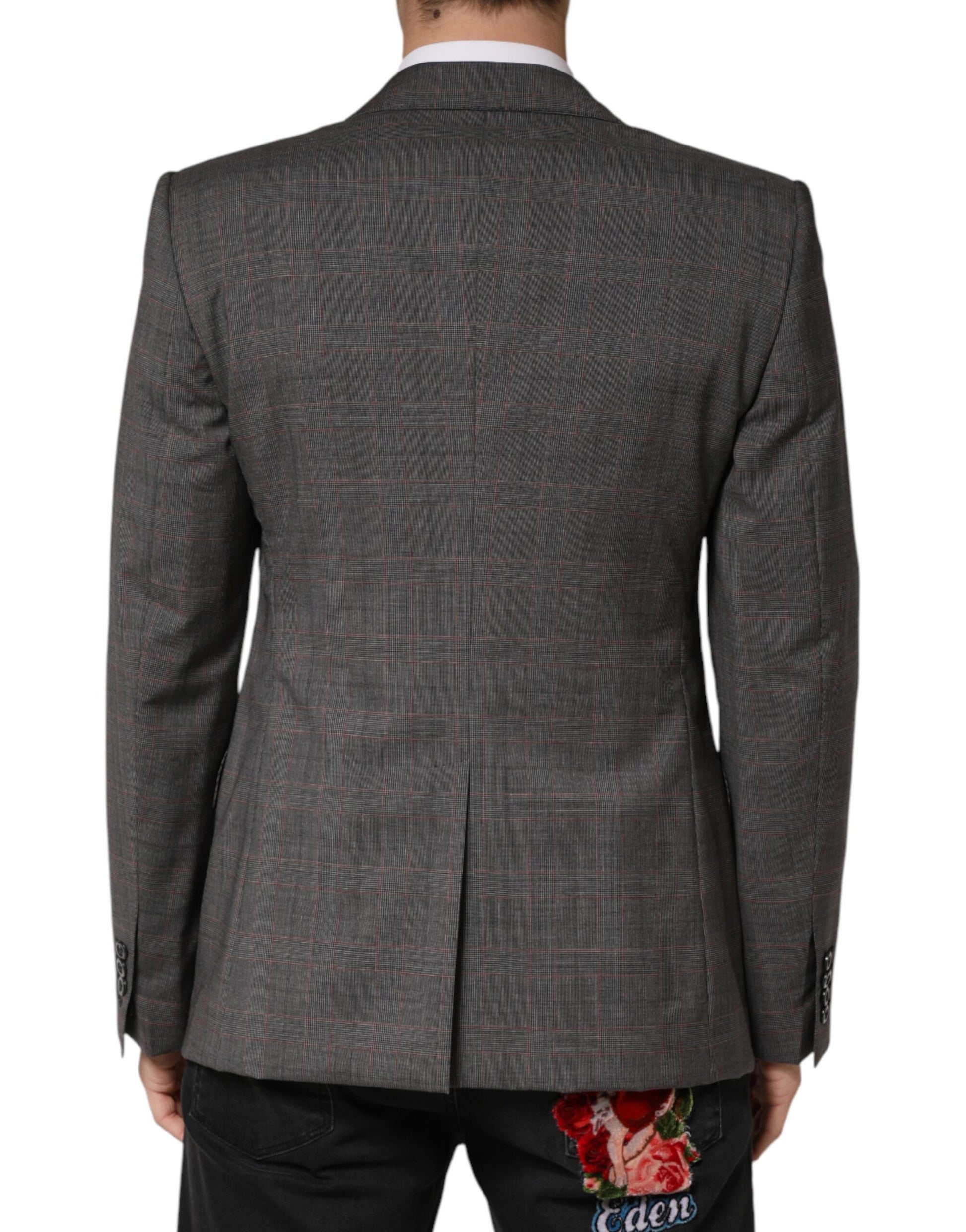 Gray Wool Single Breasted 2 Button Blazer
