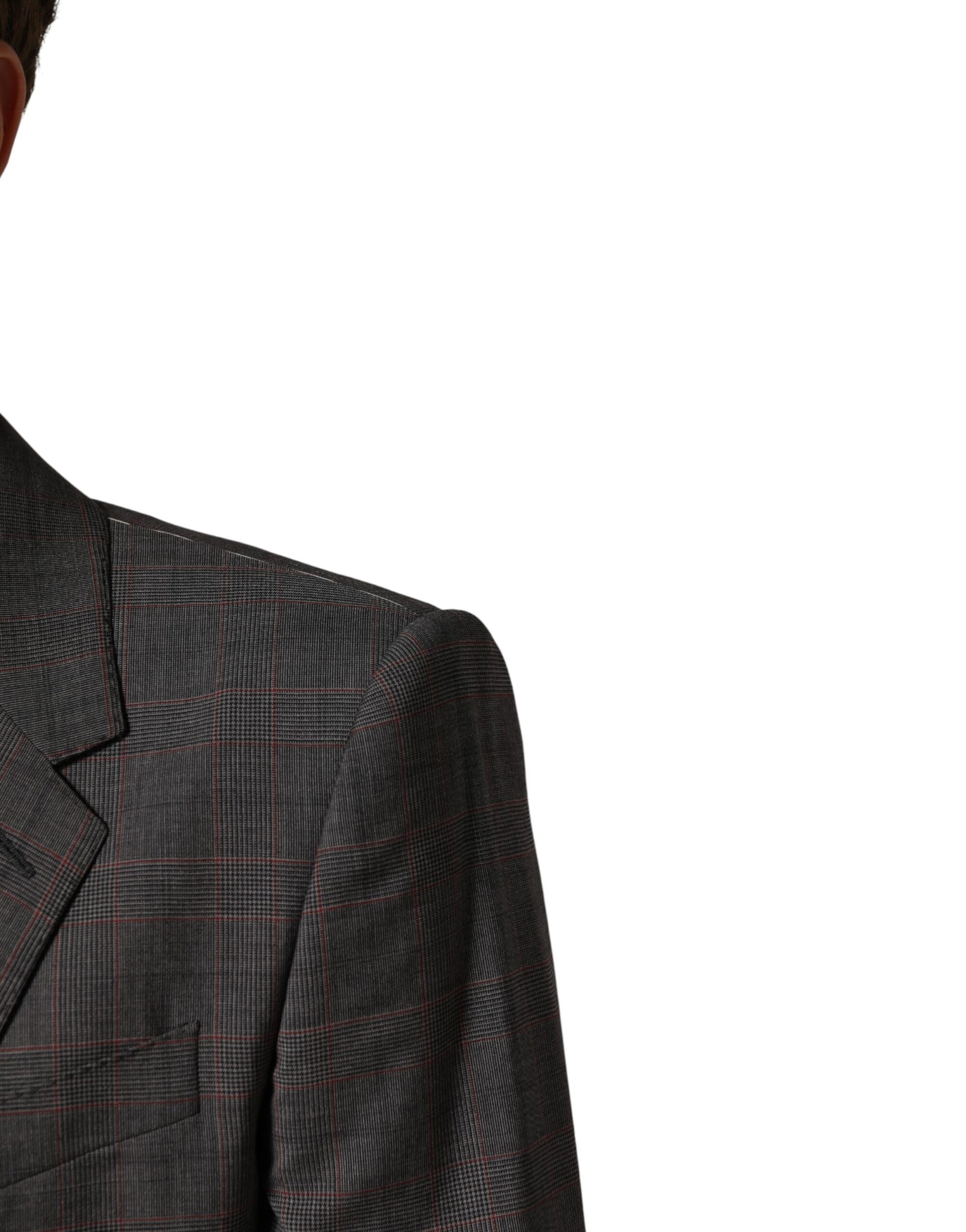 Gray Wool Single Breasted 2 Button Blazer