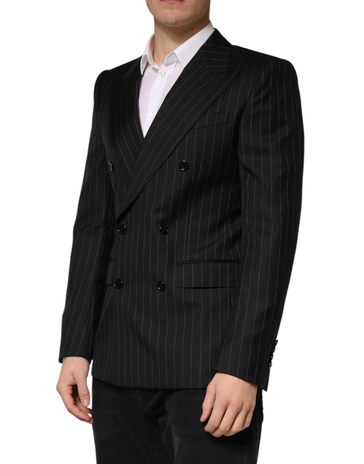 Black Stripes Double Breasted 2Button Blazer