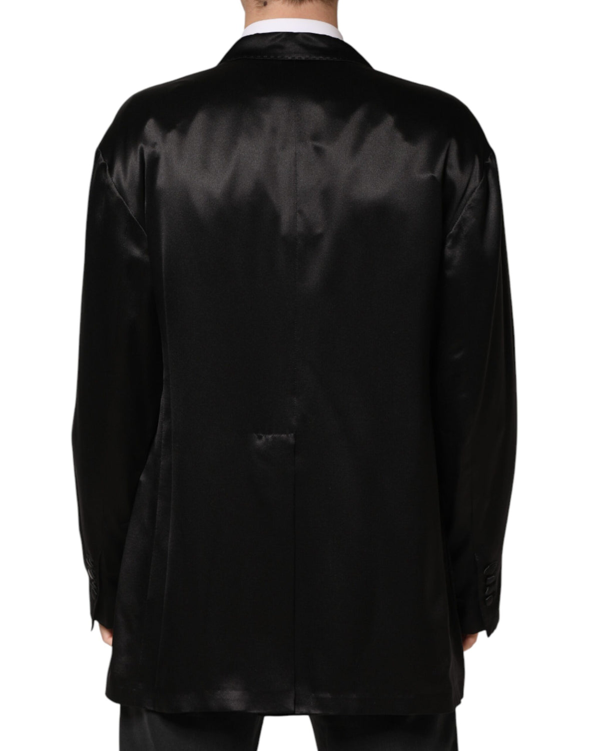 Black Silk Double Breasted 2 Button Blazer