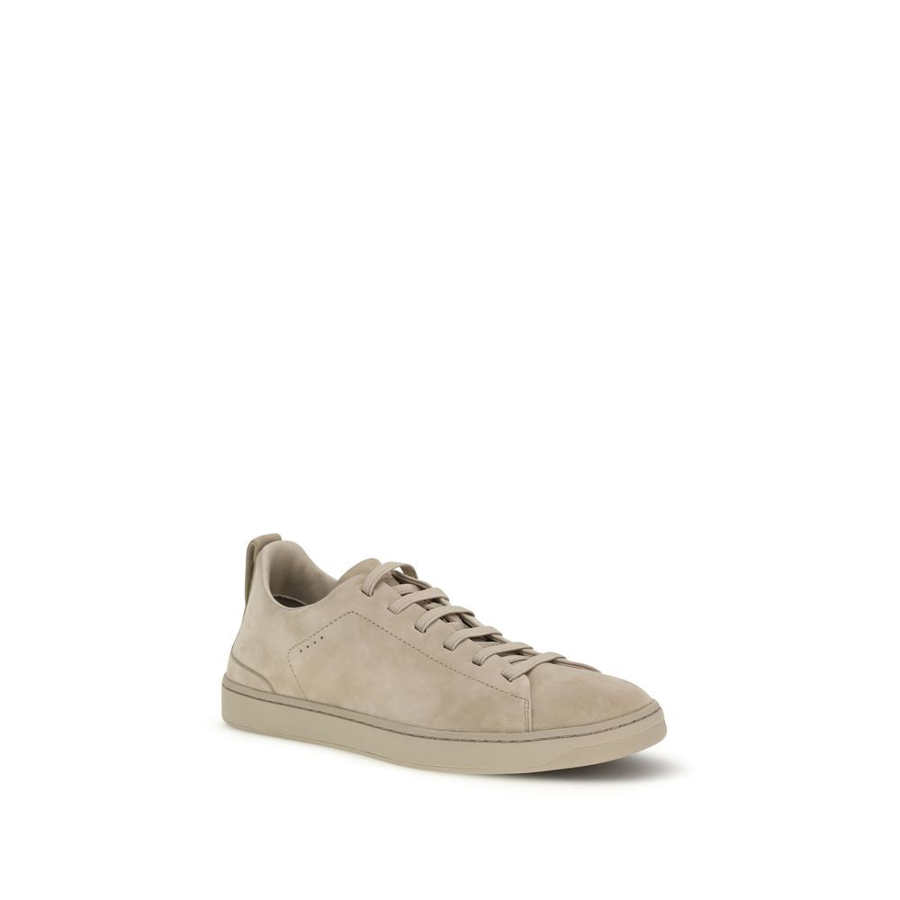 Gray Calf Leather Bos Taurus Low Top Sneakers