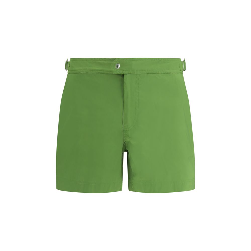 Green Polyester Swim Shorts